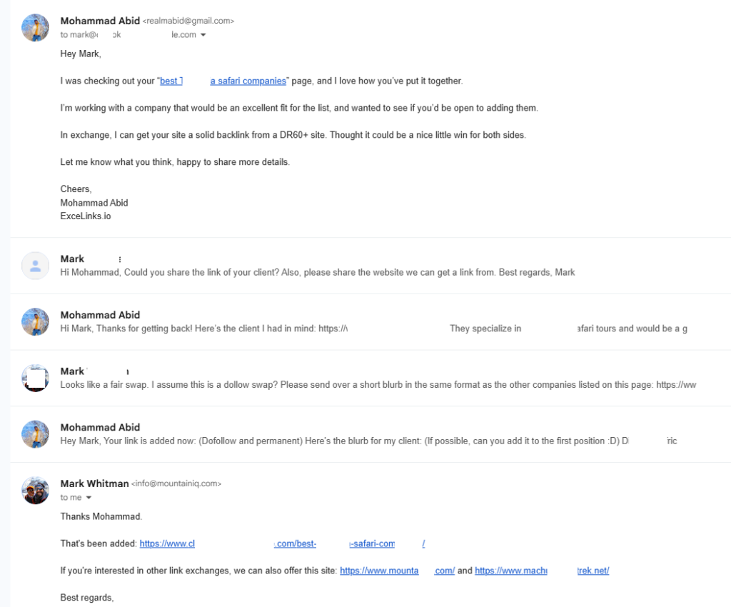 Client featured at #1 in competing industry listicle, backlink exchange success